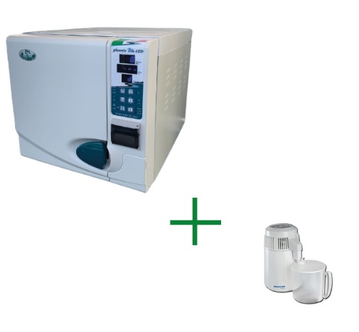 FINO AL 15 OTTOBRE - COMBO PHOENIX: AUTOCLAVE PHOENIX BLUE LED 18 LT + DISTILLATORE WATER DISTILLER